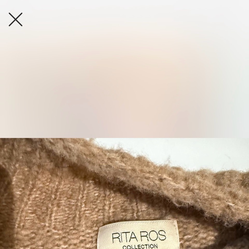 Elegant Tan Pullover with Blue Floral Design by Rita Ros - Picture 8 of 9
